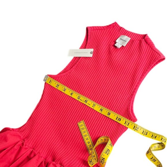 Anthropologie Maeve Bubble Peplum Tank, Ribbed, Red, High Neck, Size M, NWT - Picture 7 of 9